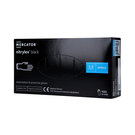 MERCATOR MEDICAL NITRYLEX Guanti in nitrile, monouso, neri, 100 pz. taglia M - 1 MERCATOR MEDICAL NITRYLEX Guanti in nitrile, monouso, neri, 100 pz. taglia M - 1