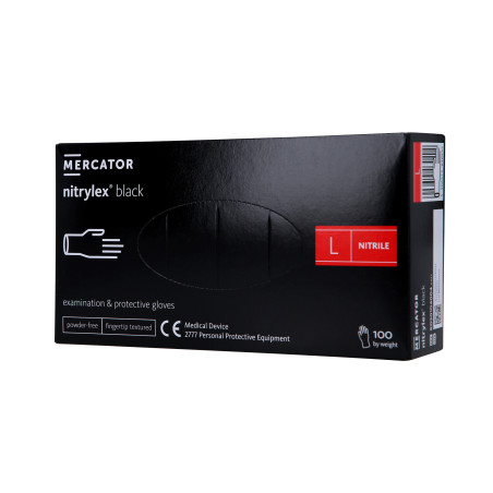 MERCATOR MEDICAL NITRYLEX Rękawiczki nitrylowe, jednorazowe, czarne, 100szt. rozm. L - 1 MERCATOR MEDICAL NITRYLEX Rękawiczki nitrylowe, jednorazowe, czarne, 100szt. rozm. L - 1