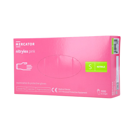MERCATOR MEDICAL NITRYLEX Rękawiczki nitrylowe, jednorazowe, różowe, 100szt. rozm. S - 1 MERCATOR MEDICAL NITRYLEX Rękawiczki nitrylowe, jednorazowe, różowe, 100szt. rozm. S - 1