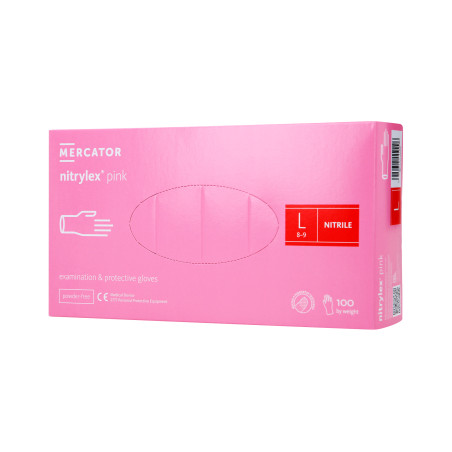 MERCATOR MEDICAL NITRYLEX Rękawiczki nitrylowe, jednorazowe, różowe, 100szt. rozm. L - 1 MERCATOR MEDICAL NITRYLEX Rękawiczki nitrylowe, jednorazowe, różowe, 100szt. rozm. L - 1