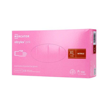 MERCATOR MEDICAL NITRYLEX Guanti in nitrile, monouso, rosa, 100 pz. taglia XL - 1 MERCATOR MEDICAL NITRYLEX Guanti in nitrile, monouso, rosa, 100 pz. taglia XL - 1