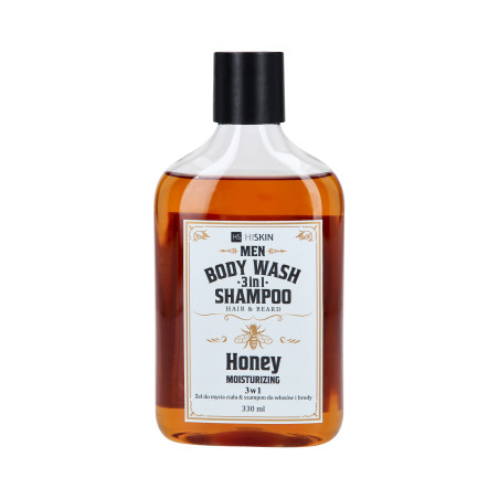 HISKIN HOMME NETTOYANT POUR LE CORPS WHISKY Gel douche et shampoing universel 3en1 HONEY pour cheveux et barbe 330 ml