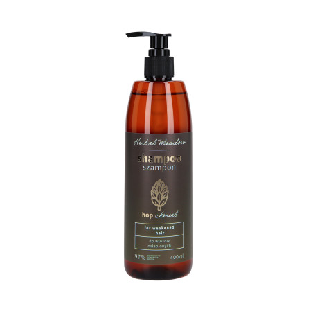 HERBAL MEADOW Szampon do włosów osłabionych z ekstraktem z chmielu 400ml - 1 HERBAL MEADOW Szampon do włosów osłabionych z ekstraktem z chmielu 400ml - 1