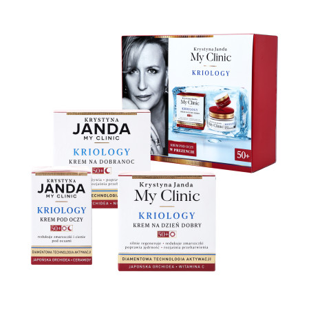 JANDA MY CLINIC KRIOLOGY Set, crema giorno 50 ml + crema notte 50 ml + crema contorno occhi 15 ml per donne over 50