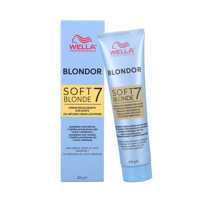 WELLA PROFESSIONALS BLONDOR SOFT BLONDE 7 Rozjaśniacz w kremie na bazie mieszanki olejków 200g