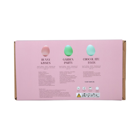 HISKIN HOME HAPPY EASTER Zestaw trzech świec sojowych Chocolate Eggs,Garden Party,Bunny Kisses 3x200ml
