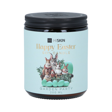 HISKIN HOME HAPPY EASTER Candela di soia con profumo Garden Party 200ml