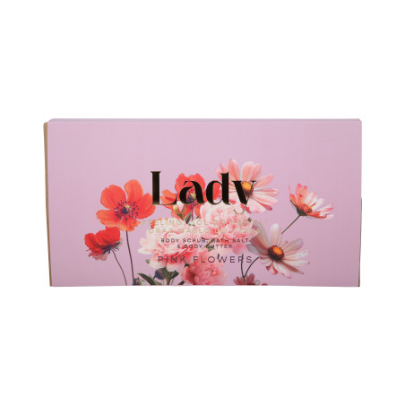 HISKIN LADY PEONY Zestaw dla kobiet Sól do kąpieli + Peeling do ciała + Masło do ciała Pink Blooms 3x200ml