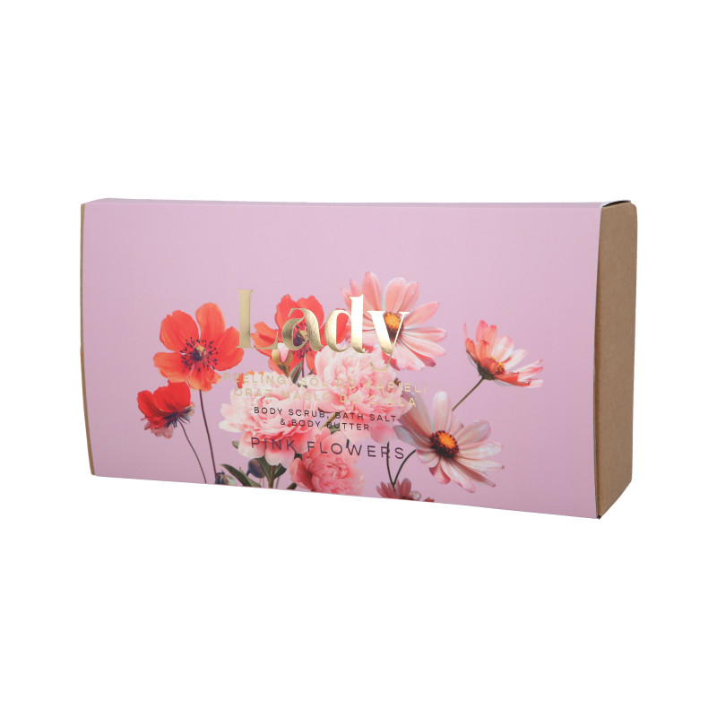 HISKIN LADY PEONY Zestaw dla kobiet Sól do kąpieli + Peeling do ciała + Masło do ciała Pink Blooms 3x200ml