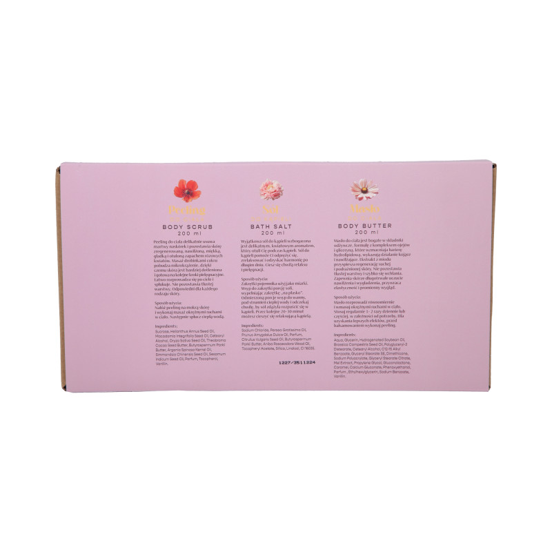 HISKIN LADY PEONY Zestaw dla kobiet Sól do kąpieli + Peeling do ciała + Masło do ciała Pink Blooms 3x200ml