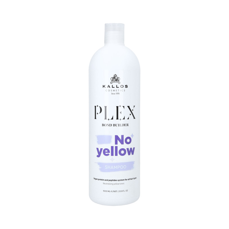 KALLOS PLEX NO YELLOW Fioletowy szampon do włosów blond kompleksem protein roślinnych i peptydów 1000ml - 1