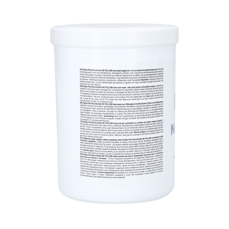 KALLOS PLEX NO YELLOW Maska do włosów blond z kompleksem protein roślinnych i peptydów 1000ml - 3