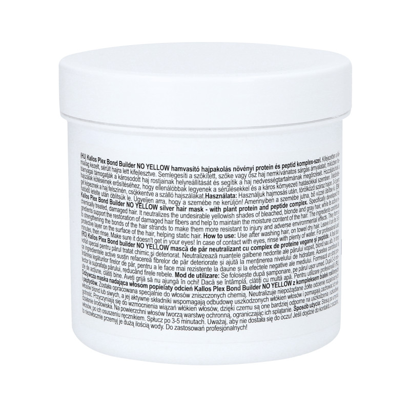 KALLOS PLEX NO YELLOW Maska do włosów blond z kompleksem protein roślinnych i peptydów 275ml - 3