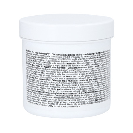 KALLOS PLEX NO YELLOW Maska do włosów blond z kompleksem protein roślinnych i peptydów 275ml - 3