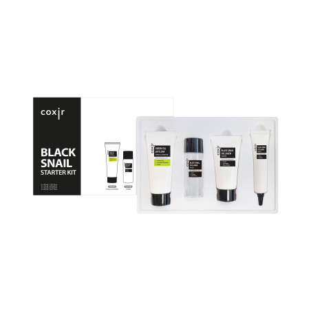 COXIR BLACK SNAIL COLLAGEN LINE Zestaw regenerujący z mucyną ślimaka i kolagenem, 30ml + 30ml + 20ml + 15ml