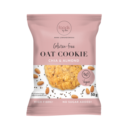LEVANN FOODS BY ANN Owsiane ciasteczko z migdałami & nasionami chia 50g - 1 LEVANN FOODS BY ANN Owsiane ciasteczko z migdałami & nasionami chia 50g - 1