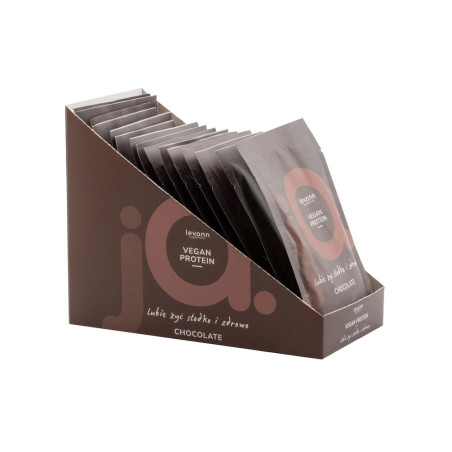 LEVANN “jA” VEGAN PROTEIN Wegańskie proteinowe białko o smaku czekolady, 15 saszetek x 32g