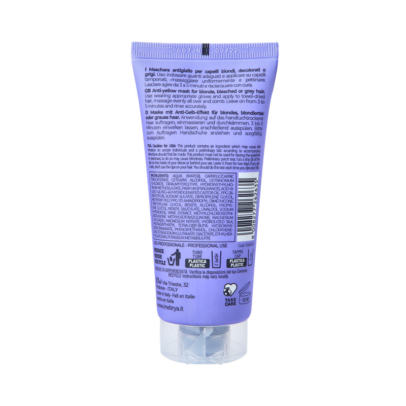 INEBRYA BLONDESSE NO YELLOW Maska do włosów blond, rozjaśnianych i siwych 100ml