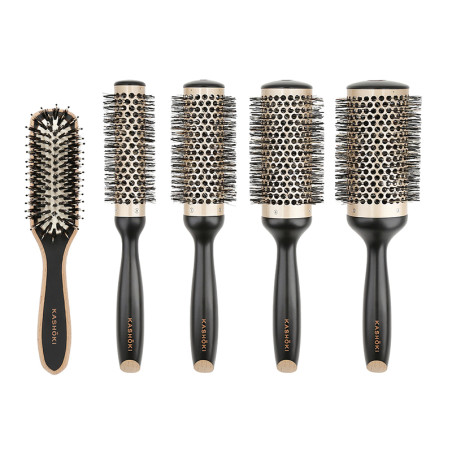 KASHŌKI Ensemble de 4 brosses coiffantes + 1 brosse fine en bois