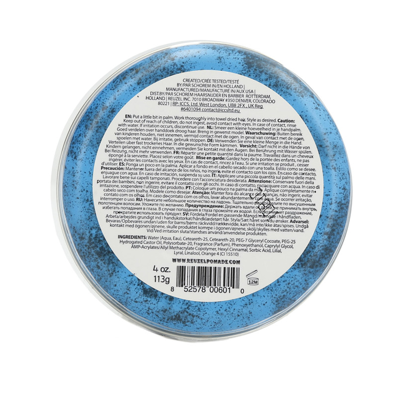 REUZEL Blue Pomata blu a base d’acqua per capelli 113g