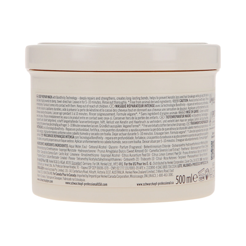 SCHWARZKOPF BLOND ME BONDIFINITY Maschera profondamente rigenerante per capelli biondi 500 ml