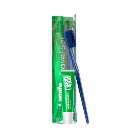 HISKIN DENTAL SMILE MORE Zestaw podróżny, szczoteczka + pasta do zębów Sweet Mint 30 ml