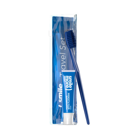 HISKIN DENTAL SMILE MORE Zestaw podróżny, szczoteczka + pasta do zębów Mint 30 ml
