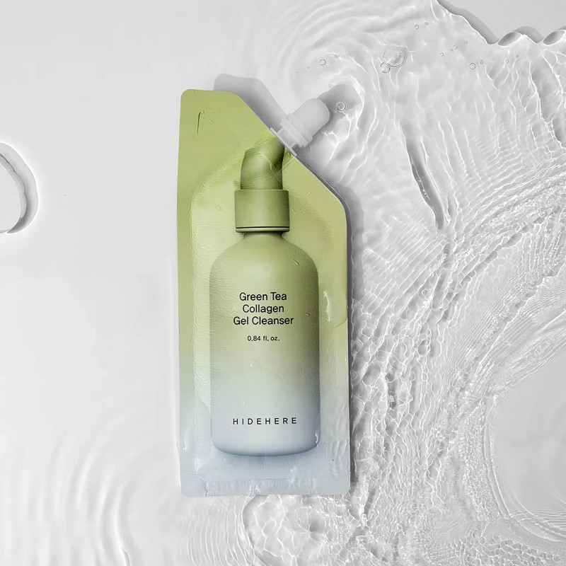 HIDEHERE Żel oczyszczający z kolagenem i zieloną herbatą 25 ml