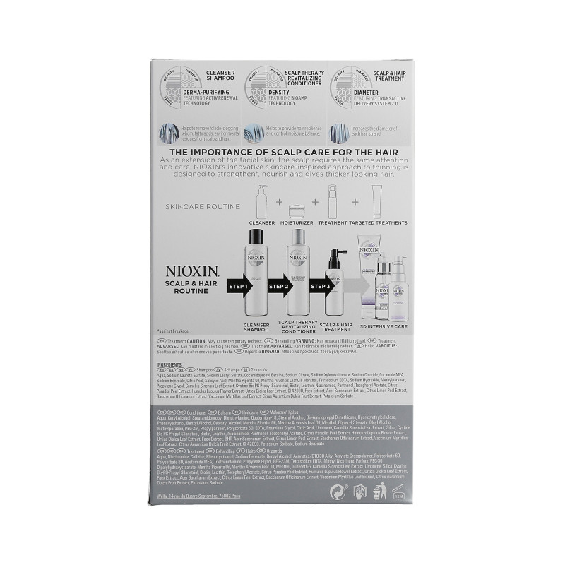 NIOXIN 3D CARE SYSTEM 1 Zestaw szampon 150ml+odżywka 150ml+kuracja 50ml