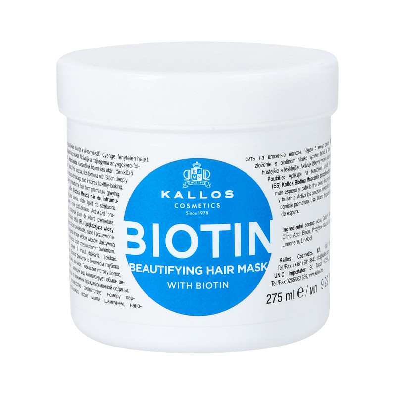 KALLOS KJMN BIOTIN Wzmacniająca maska do włosów łamliwych z biotyną 275 ml