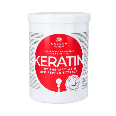 KALLOS KJMN KERATIN HOT THERAPY Maska do włosów z keratyną i ekstraktem z ostrej papryki 1000 ml